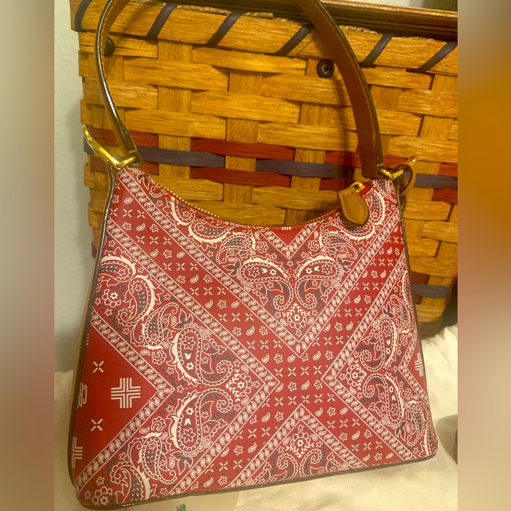 Mark Cross Red Bandana Leather Bag